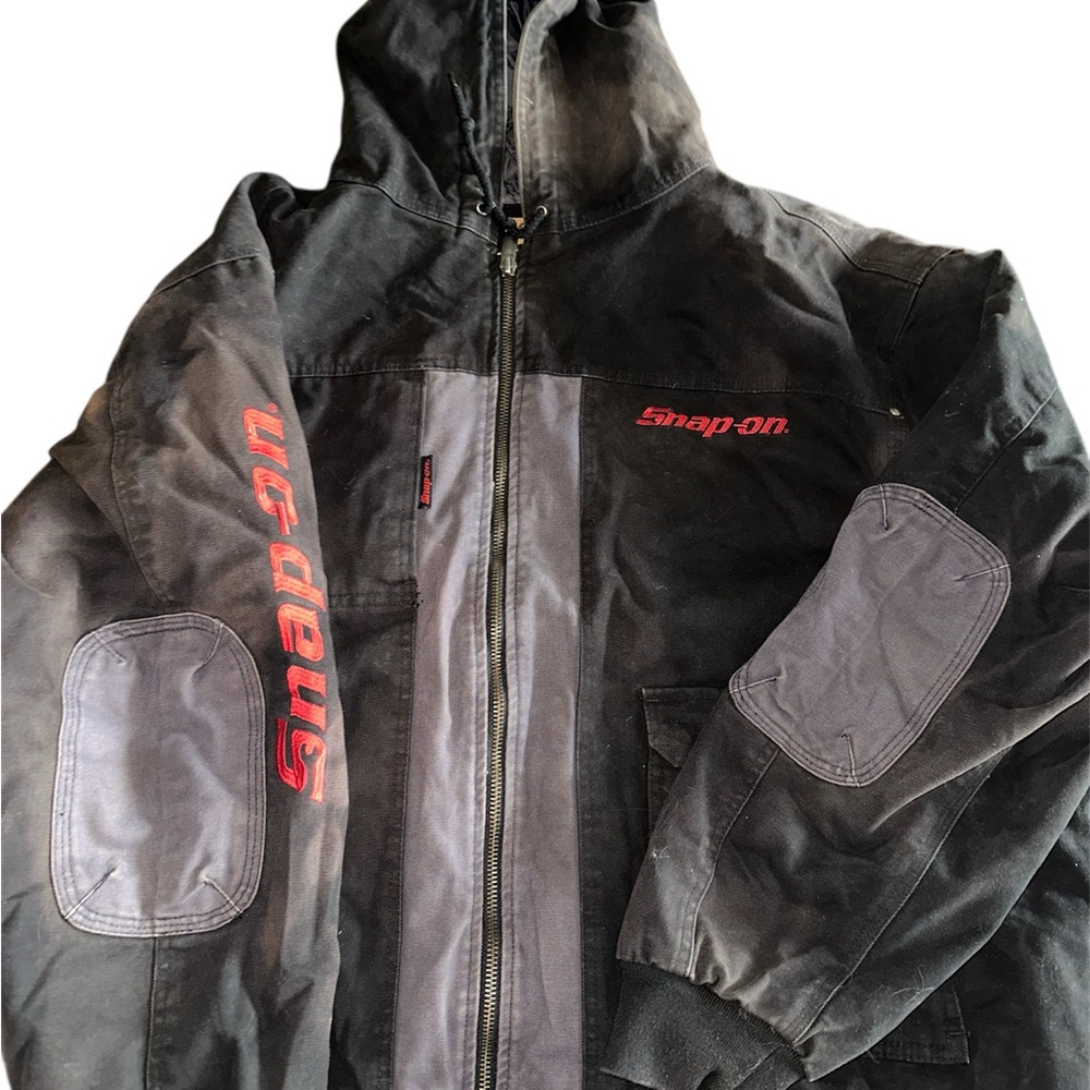 Snap-on Workwear Hooded Jacket Mens Black Red Insulated Mechanic Coat